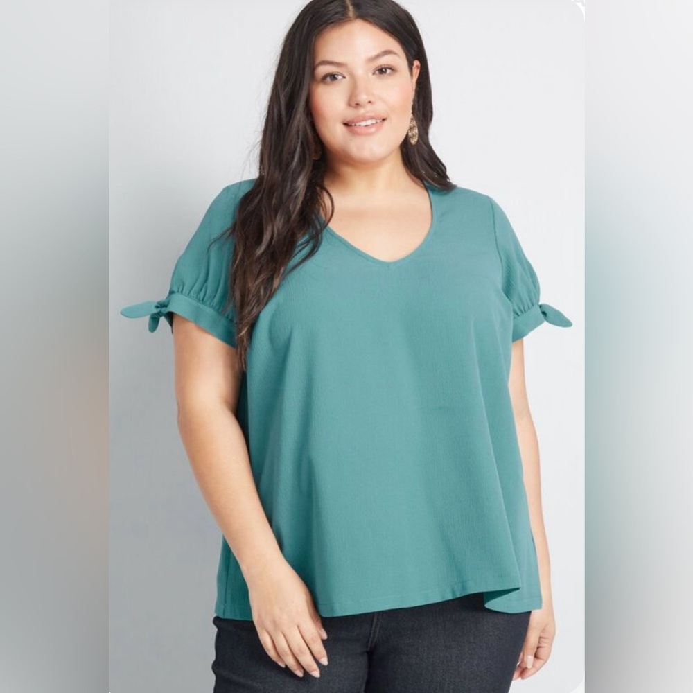 ModCloth Teal V-Neck Top